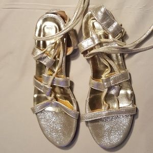 Strappy Silver Sandals - Size 10